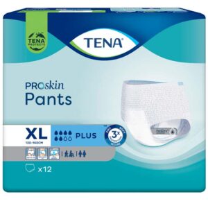 Tena Pants Plus XL, atmungsaktive Einweghosen bei mittlerer bis starker Blasenschwäche (P=12 Stück) -AV-