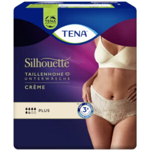 Tena Silhouette Pants Plus Crème, HMV, taillenhohe Inkontinenz Unterwäsche, für mittlere bis schwere Blasenschwäche (Inhalt: M=12 Stück, L=10 Stück)