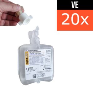 20x Sterilwasser Aquapak 340ml im geschlossenen System, inkl. O2-Adapter zum Anschluss an Sauerstoffgeräte, steriles Wasser zur Inhalation in der Sauerstofftherapie, unser Respiflo Nachfolgeprodukt
