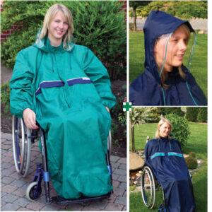 Regencape für Rollstuhlfahrer von Orgaterm mit Kapuze und Sichtfenster, verschiedene Modelle (#3127)